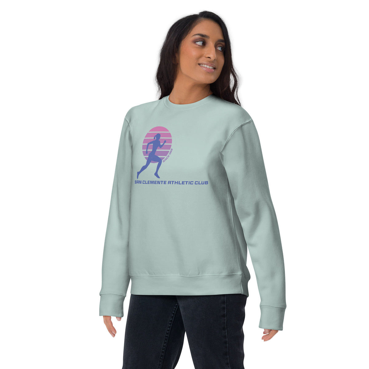 San Clemente Athletic Club vintage graphic, printed on a SodaPop Cool crew sweatshirt.