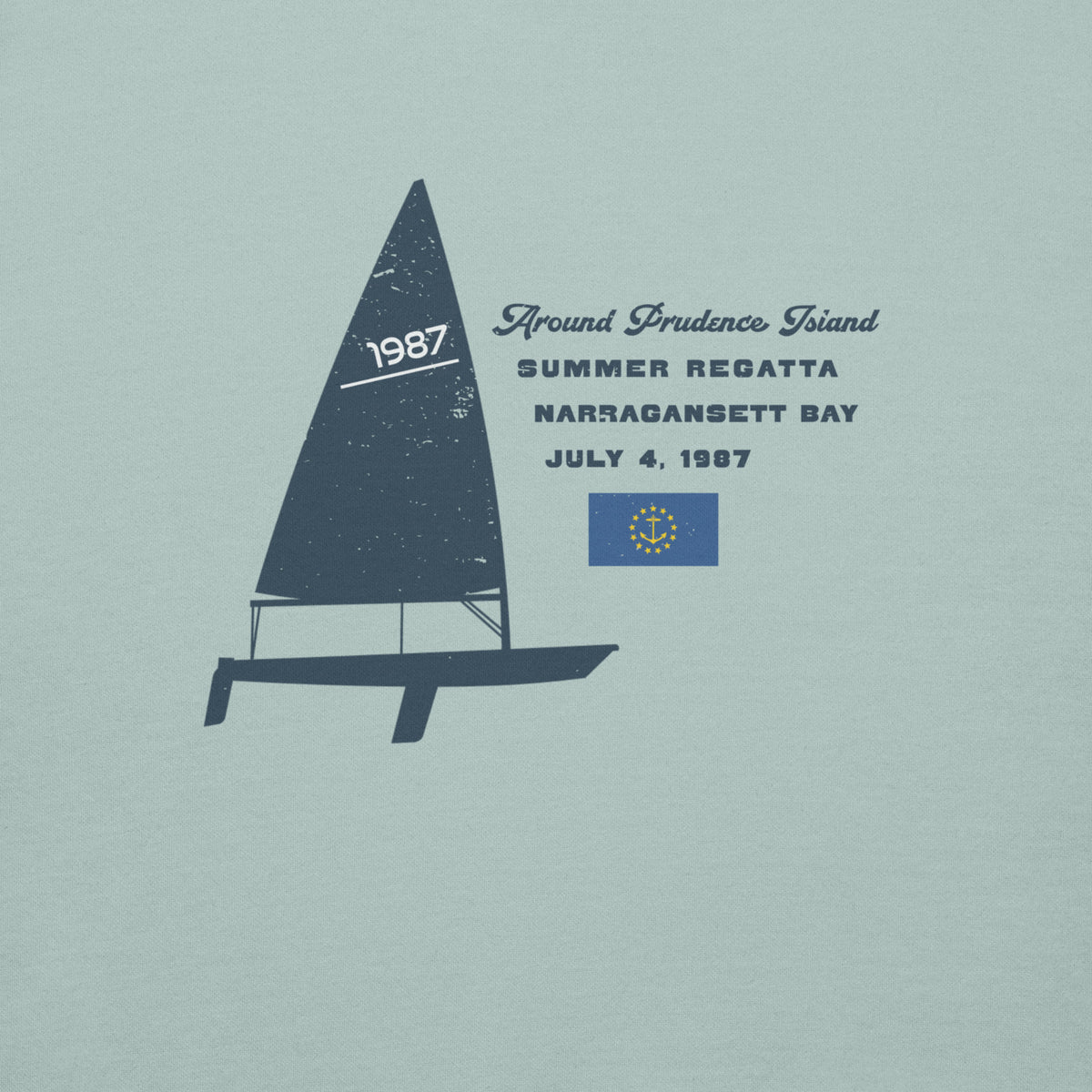 Rhode Island Sailing Prudence vintage graphic, printed on a SodaPop Cool crew sweatshirt.