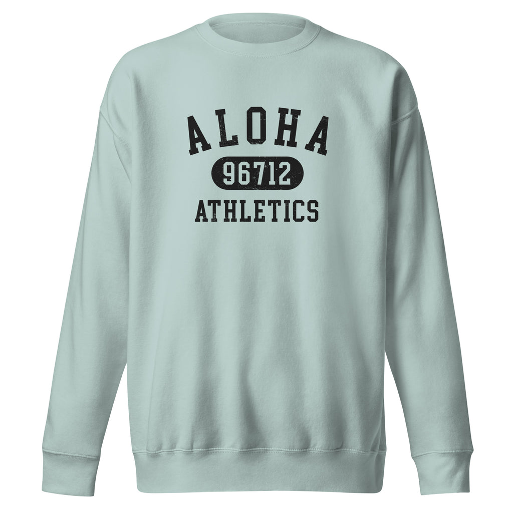 Aloha Hawaii Athletics 96712 vintage graphic, printed on a SodaPop Cool crew sweatshirt.