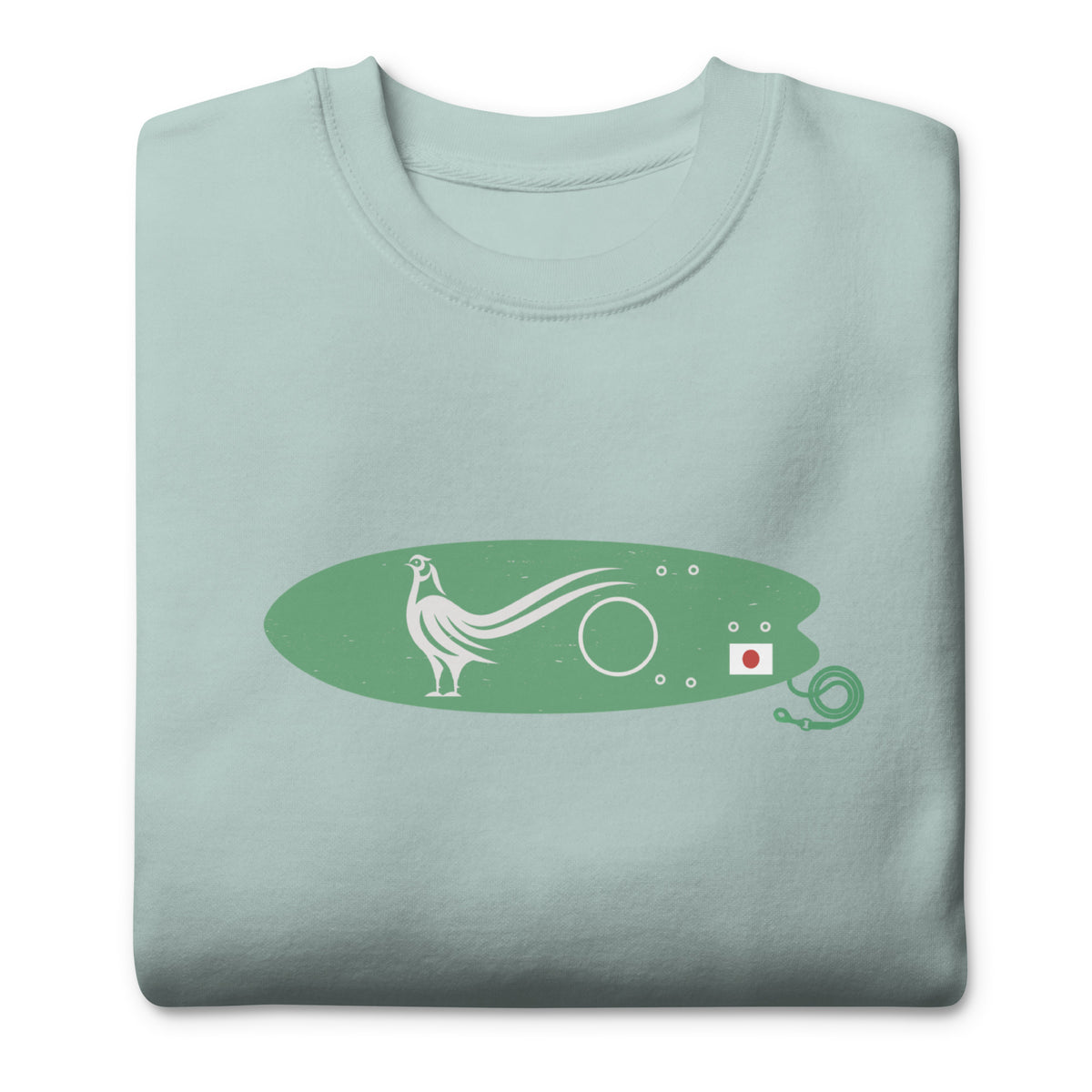 Green Pheasant Surf Company Japan vintage graphic, printed on a SodaPop Cool crew sweatshirt.