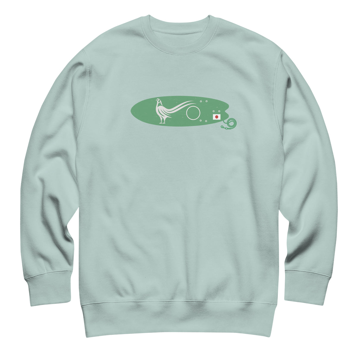 Green Pheasant Surf Company Japan vintage graphic, printed on a SodaPop Cool crew sweatshirt.