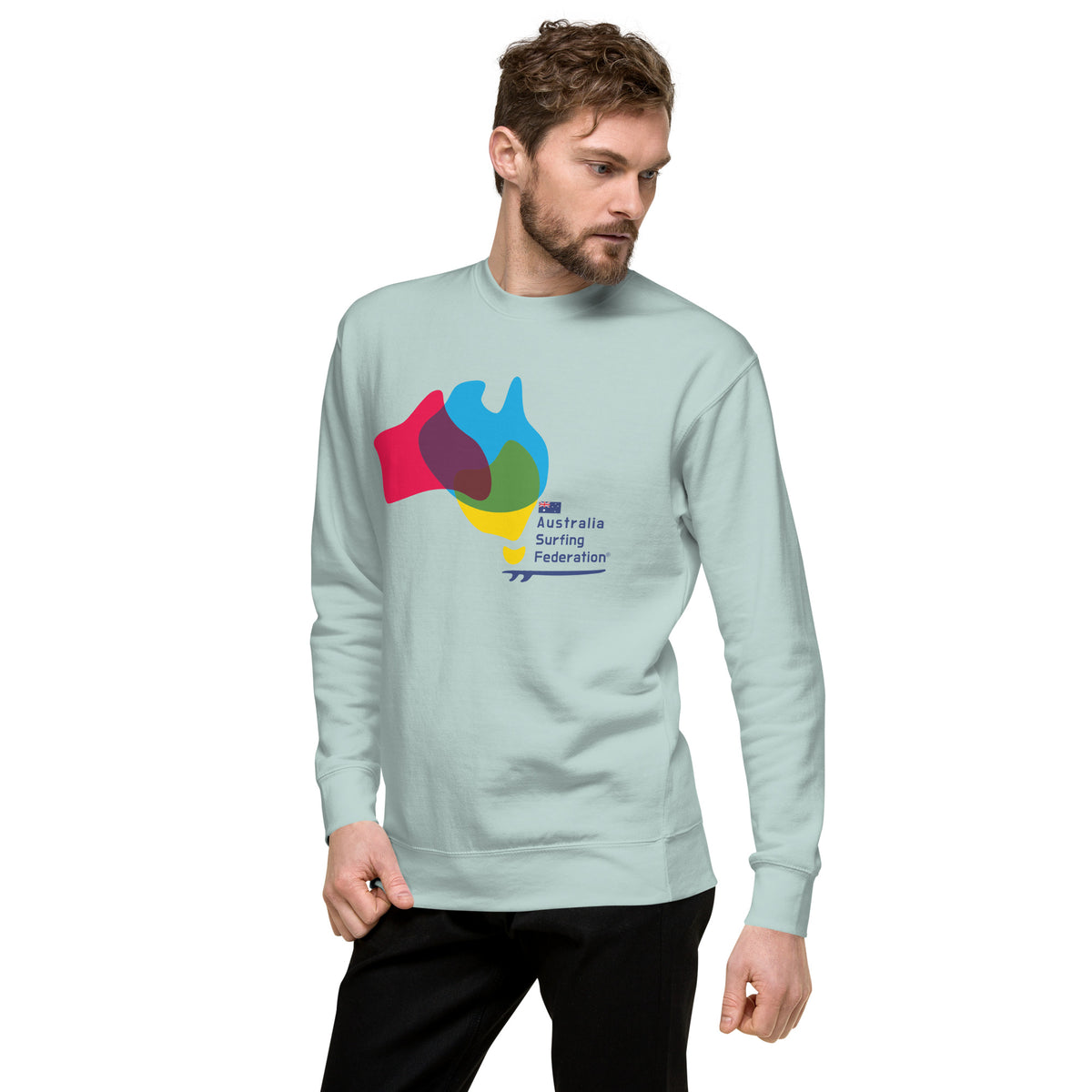 Australia Surfing Federation vintage graphic, printed on a SodaPop Cool crew sweatshirt.