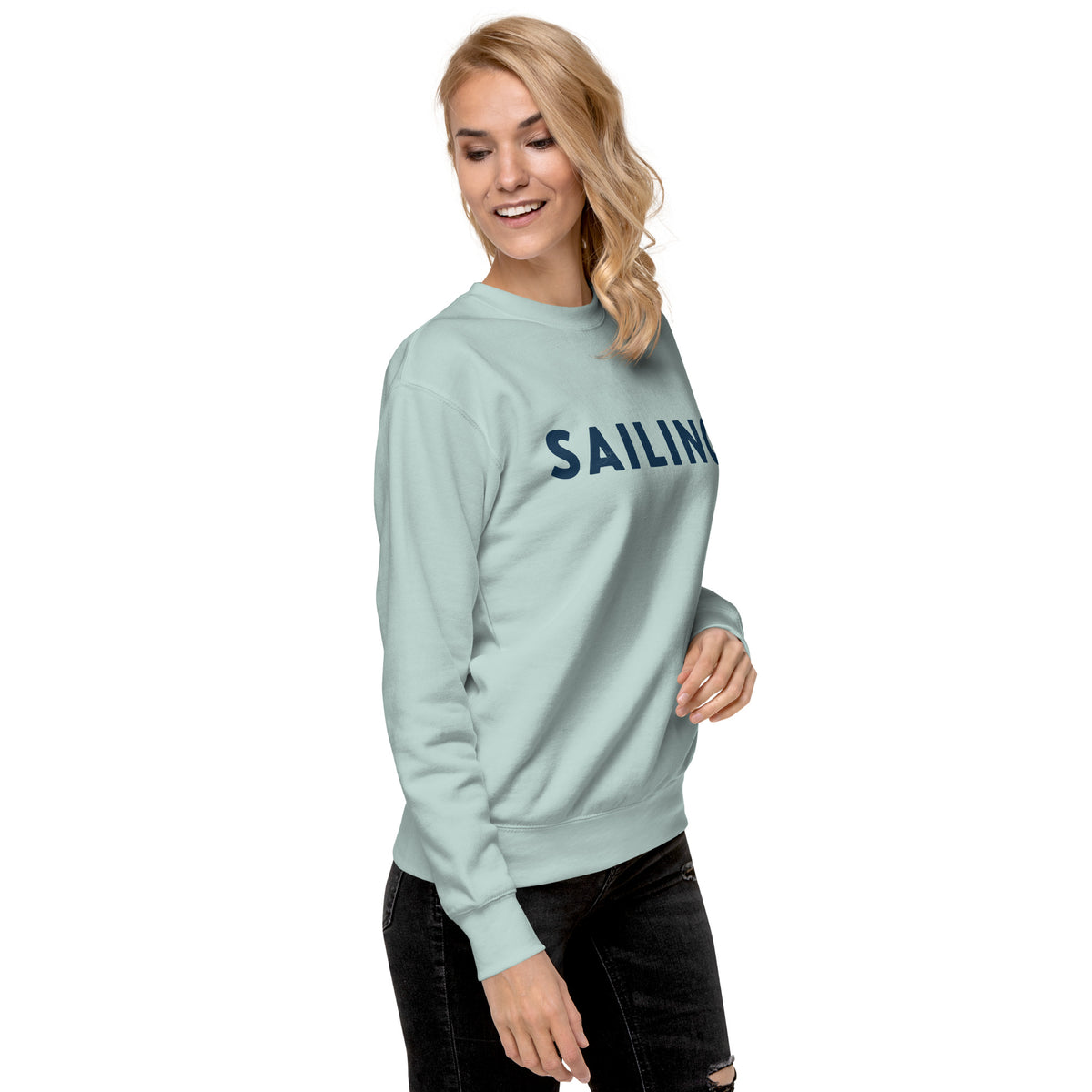 The word "Sailing" in clean vintage lettering, printed on a SodaPop Cool crew sweatshirt.
