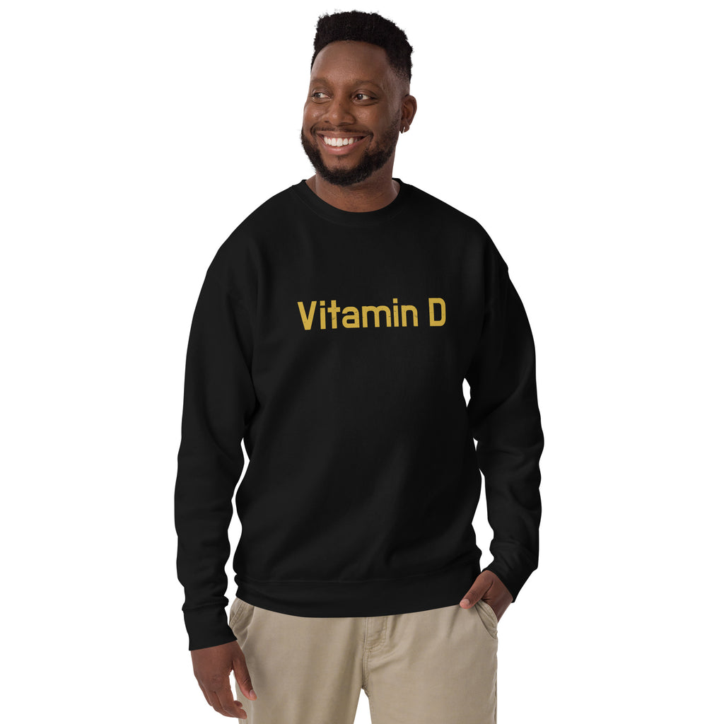 Vitamin D vintage graphic, printed on a SodaPop Cool crew sweatshirt.