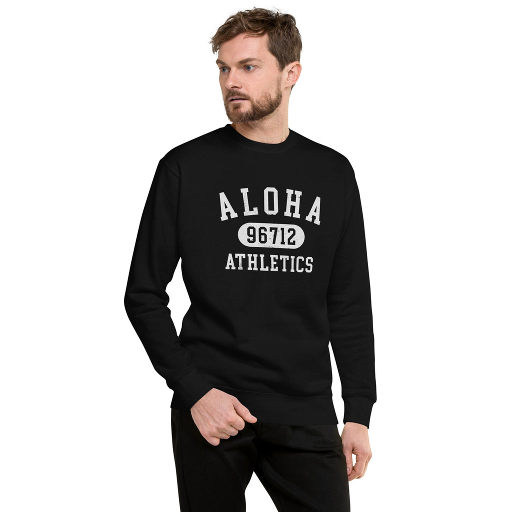 Aloha Hawaii Athletics 96712 vintage graphic, printed on a SodaPop Cool crew sweatshirt.