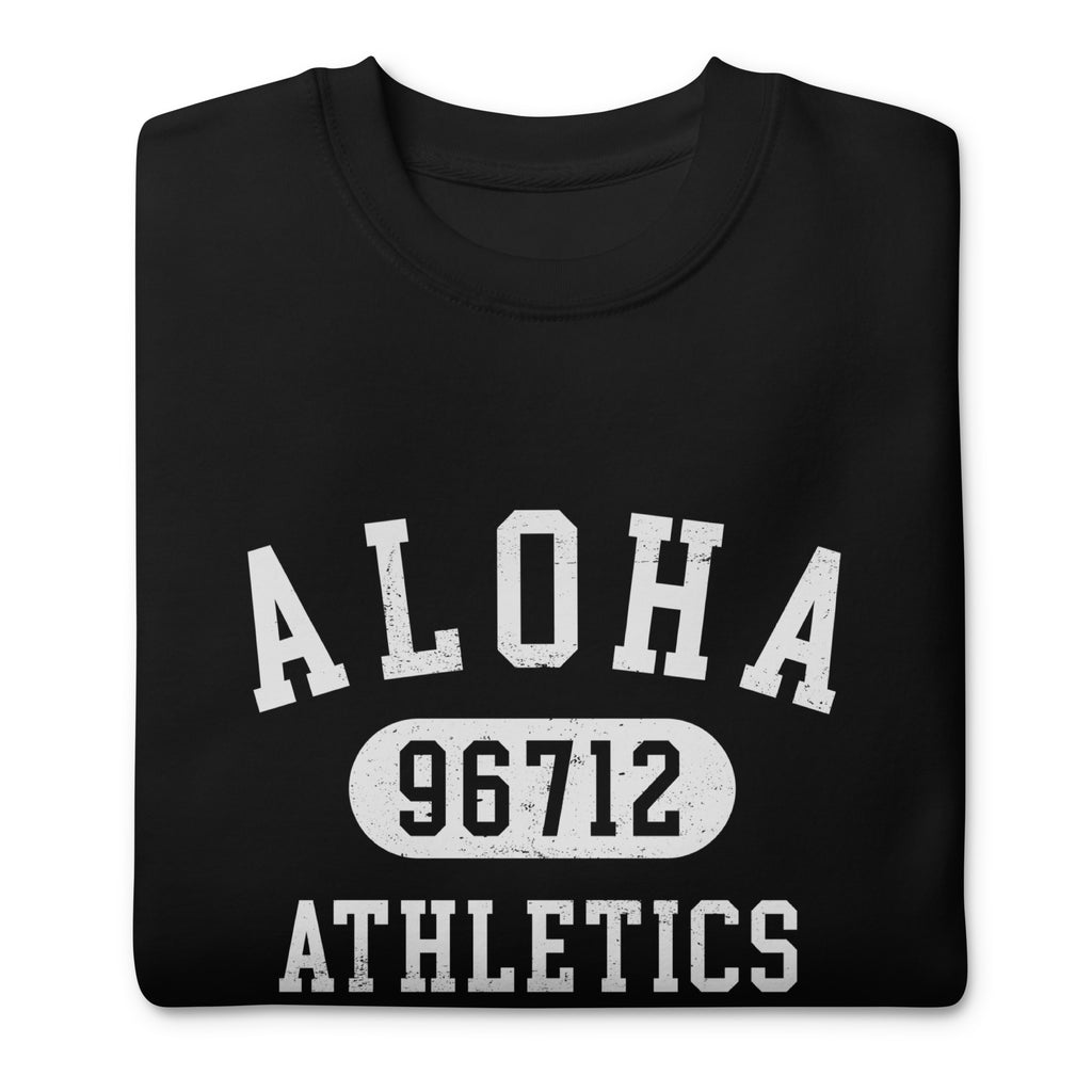 Aloha Hawaii Athletics 96712 vintage graphic, printed on a SodaPop Cool crew sweatshirt.