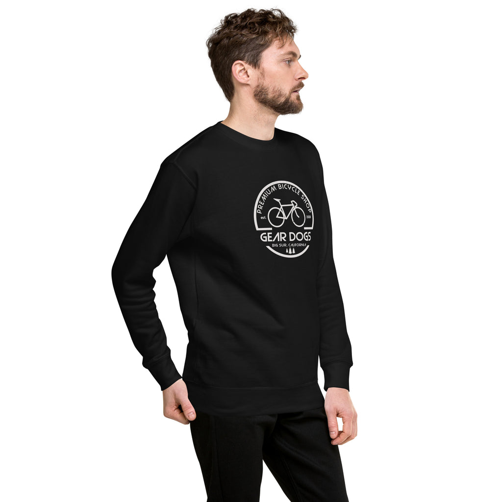 Gear Dogs Bike Shop Big Sur vintage graphic, printed on a SodaPop Cool crew sweatshirt.