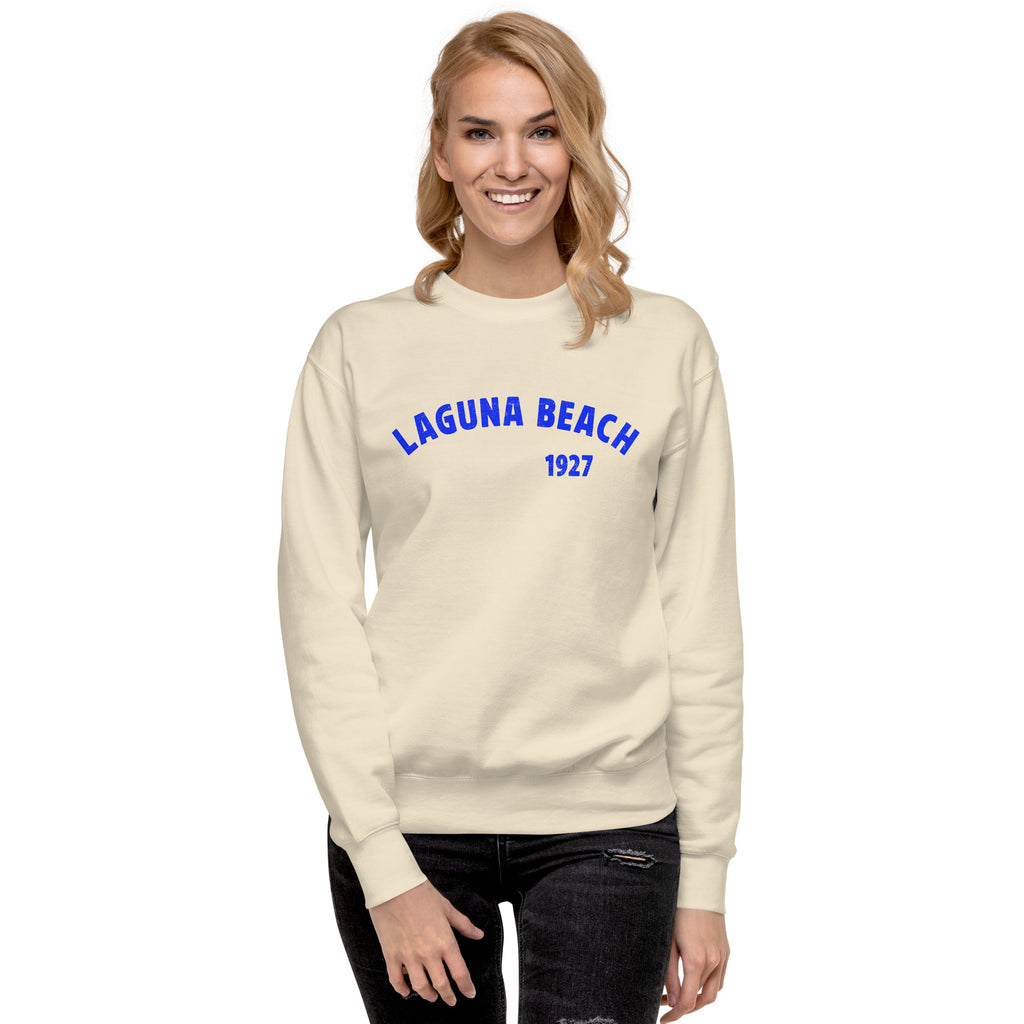 Laguna Beach 1927 California vintage graphic, printed on a SodaPop Cool crew sweatshirt.