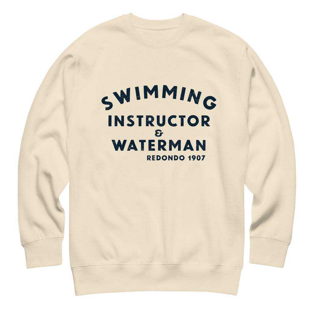 Swimming Instructor & Waterman California vintage graphic, printed on a SodaPop Cool crew sweatshirt.