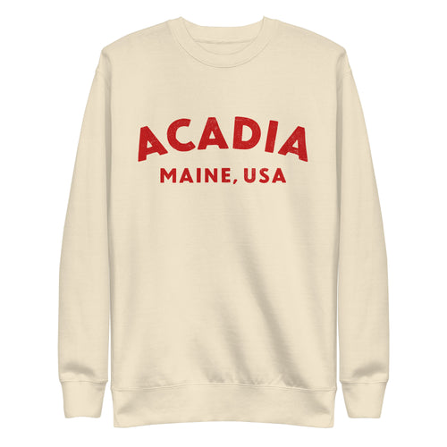 Acadia Maine Park vintage graphic, printed on a SodaPop Cool crew sweatshirt.