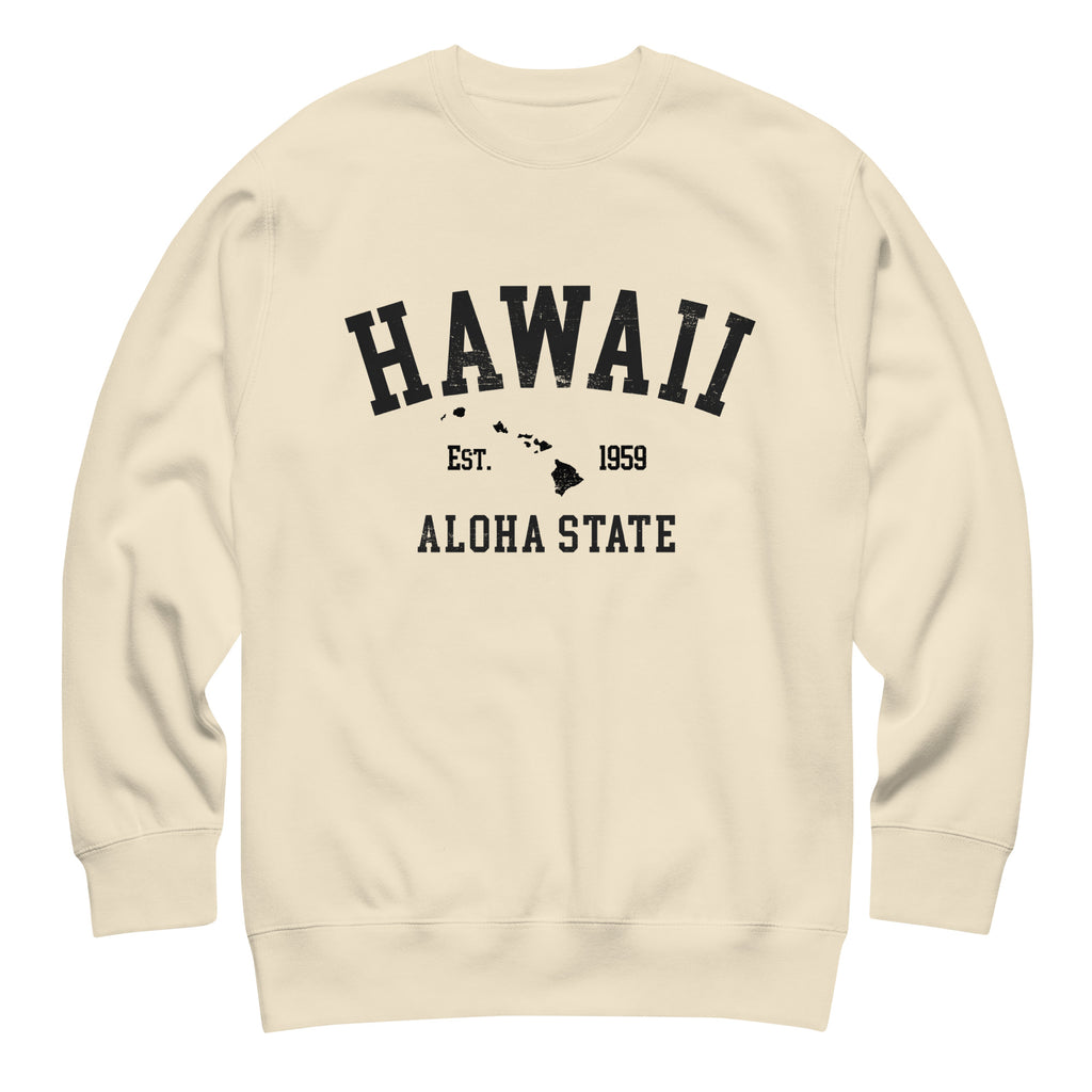 Aloha State of Hawaii vintage graphic, printed on a SodaPop Cool crew sweatshirt.