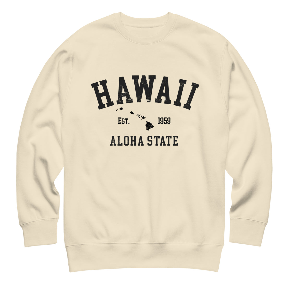 Aloha State of Hawaii vintage graphic, printed on a SodaPop Cool crew sweatshirt.