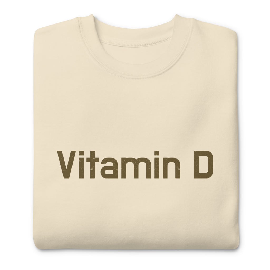 Vitamin D vintage graphic, printed on a SodaPop Cool crew sweatshirt.