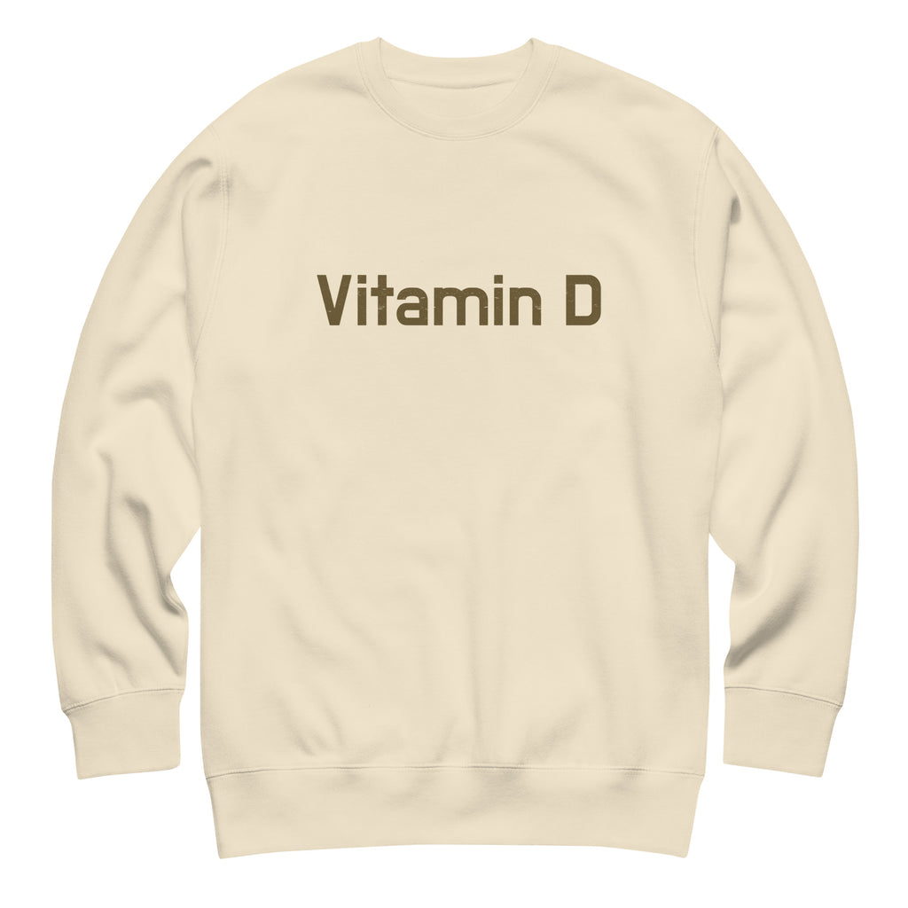 Vitamin D vintage graphic, printed on a SodaPop Cool crew sweatshirt.