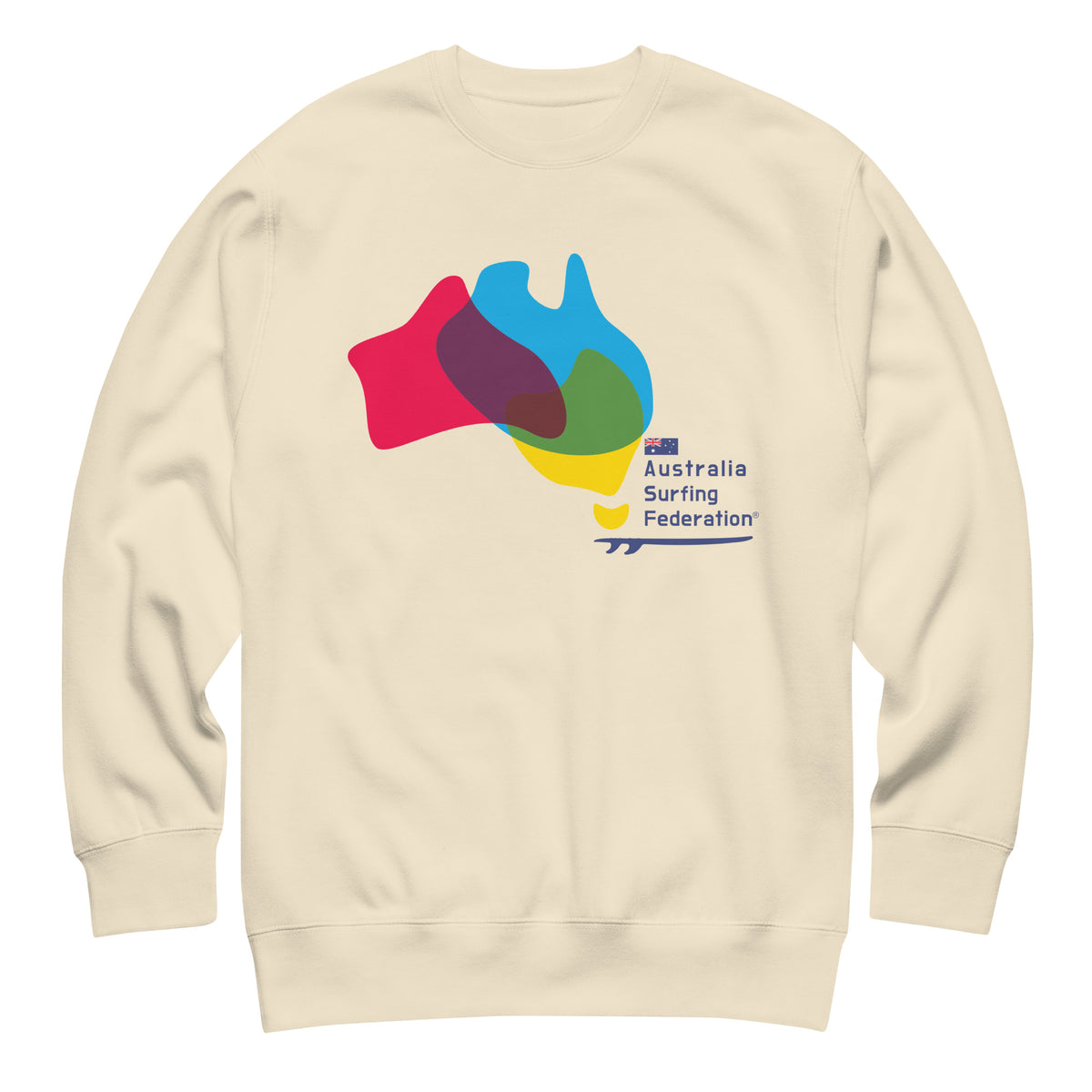 Australia Surfing Federation vintage graphic, printed on a SodaPop Cool crew sweatshirt.