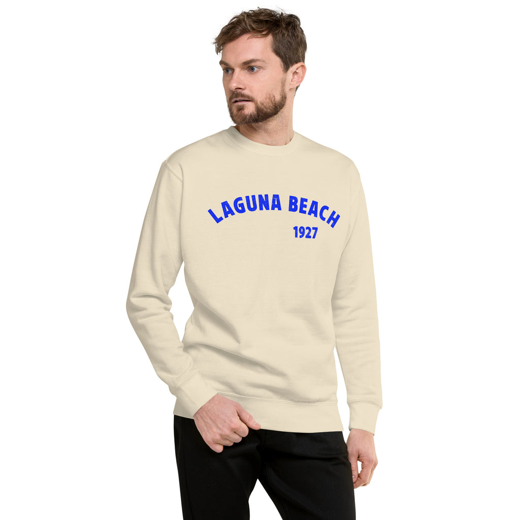 Laguna Beach 1927 California vintage graphic, printed on a SodaPop Cool crew sweatshirt.