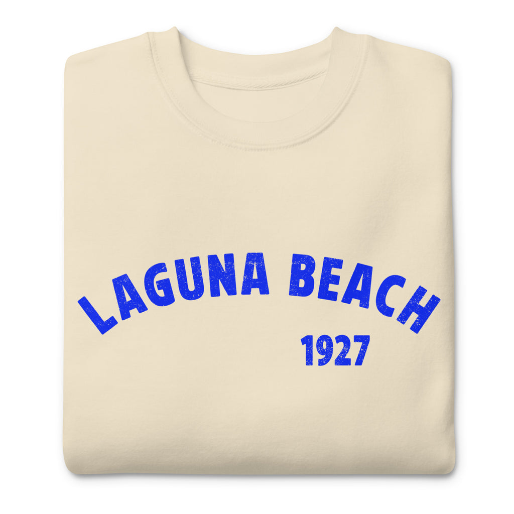 Laguna Beach 1927 California vintage graphic, printed on a SodaPop Cool crew sweatshirt.