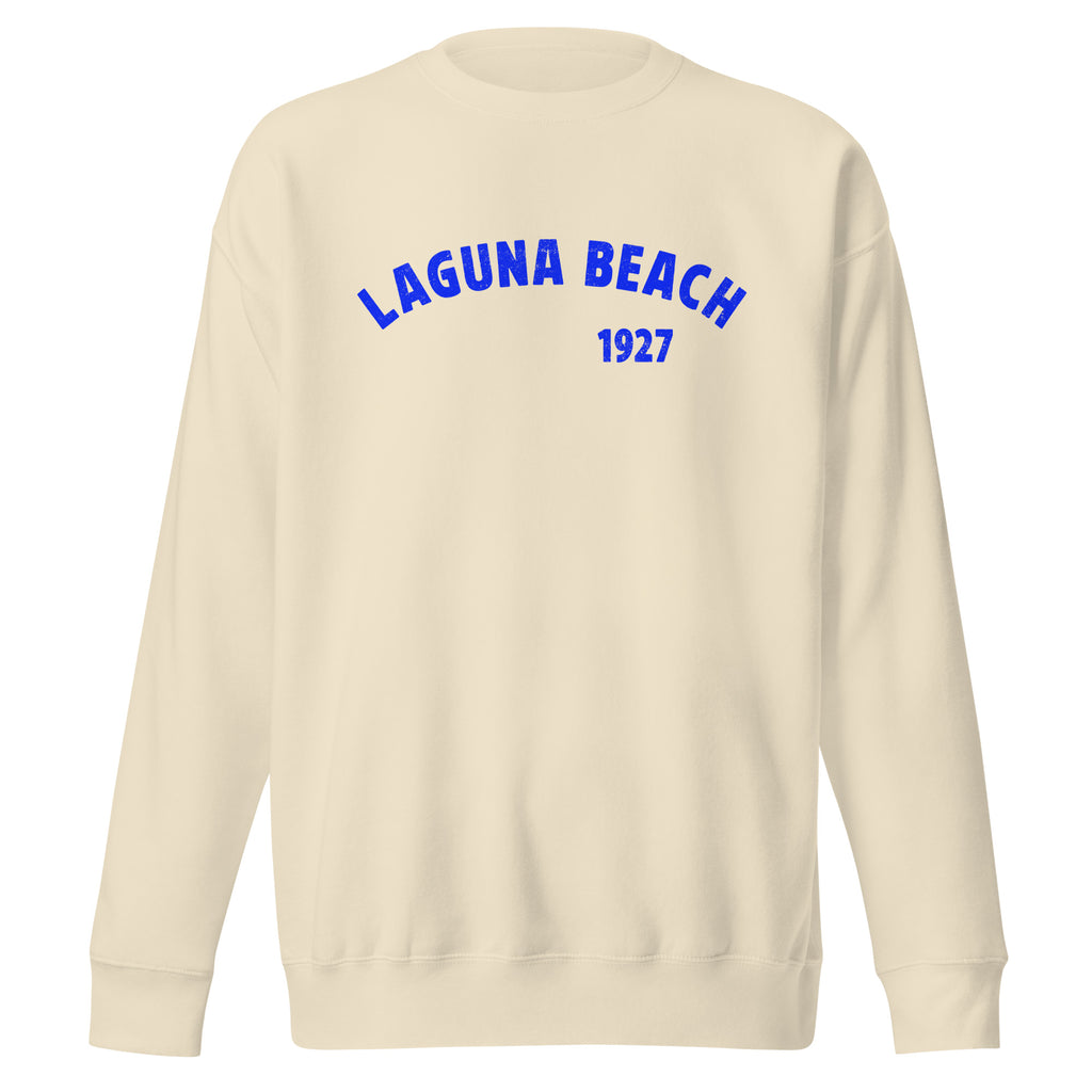 Laguna Beach 1927 California vintage graphic, printed on a SodaPop Cool crew sweatshirt.