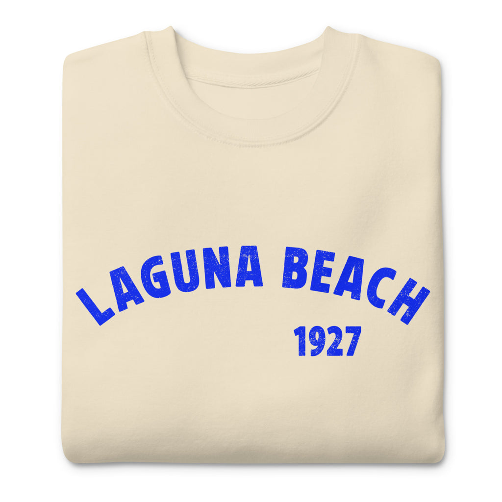 Laguna Beach 1927 California vintage graphic, printed on a SodaPop Cool crew sweatshirt.