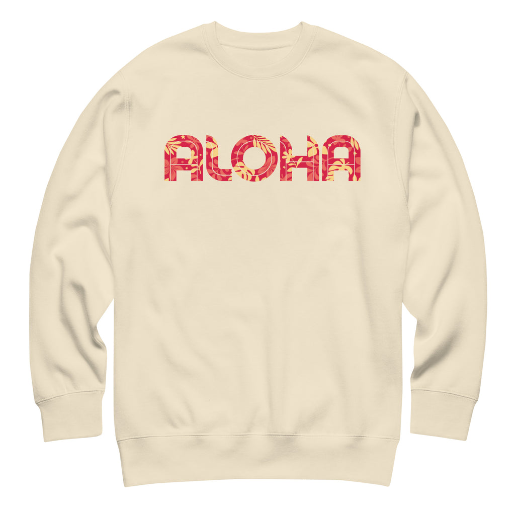 Aloha Hawaii Flowers Print vintage graphic, printed on a SodaPop Cool crew sweatshirt.