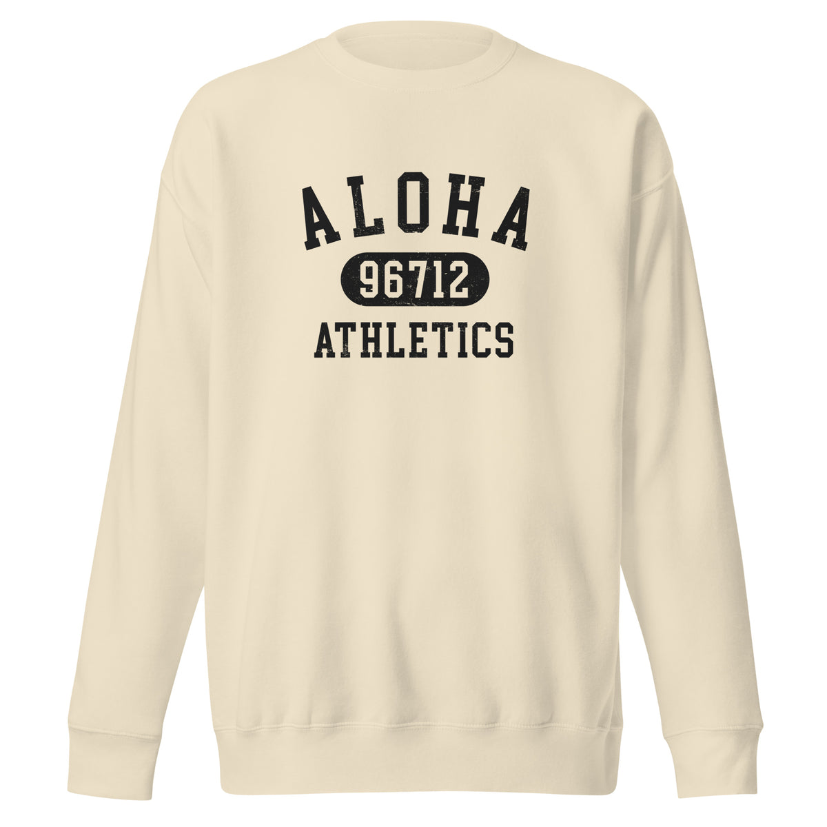 Aloha Hawaii Athletics 96712 vintage graphic, printed on a SodaPop Cool crew sweatshirt.