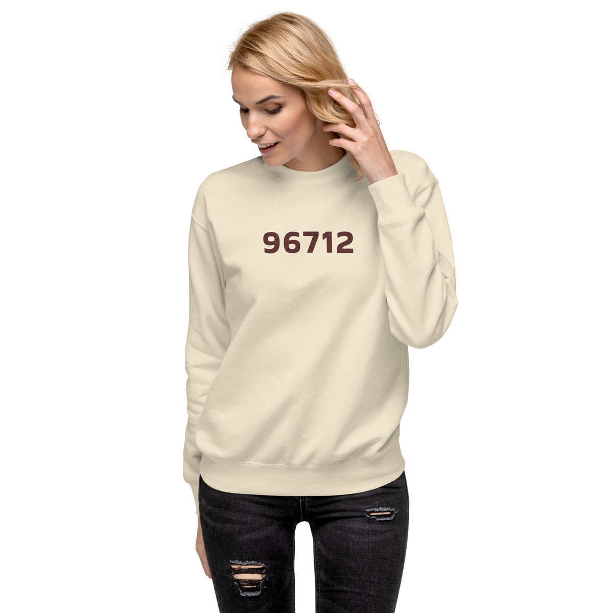 North Shore O'ahu Hawaii Zip 96712 vintage graphic, printed on a SodaPop Cool crew sweatshirt.