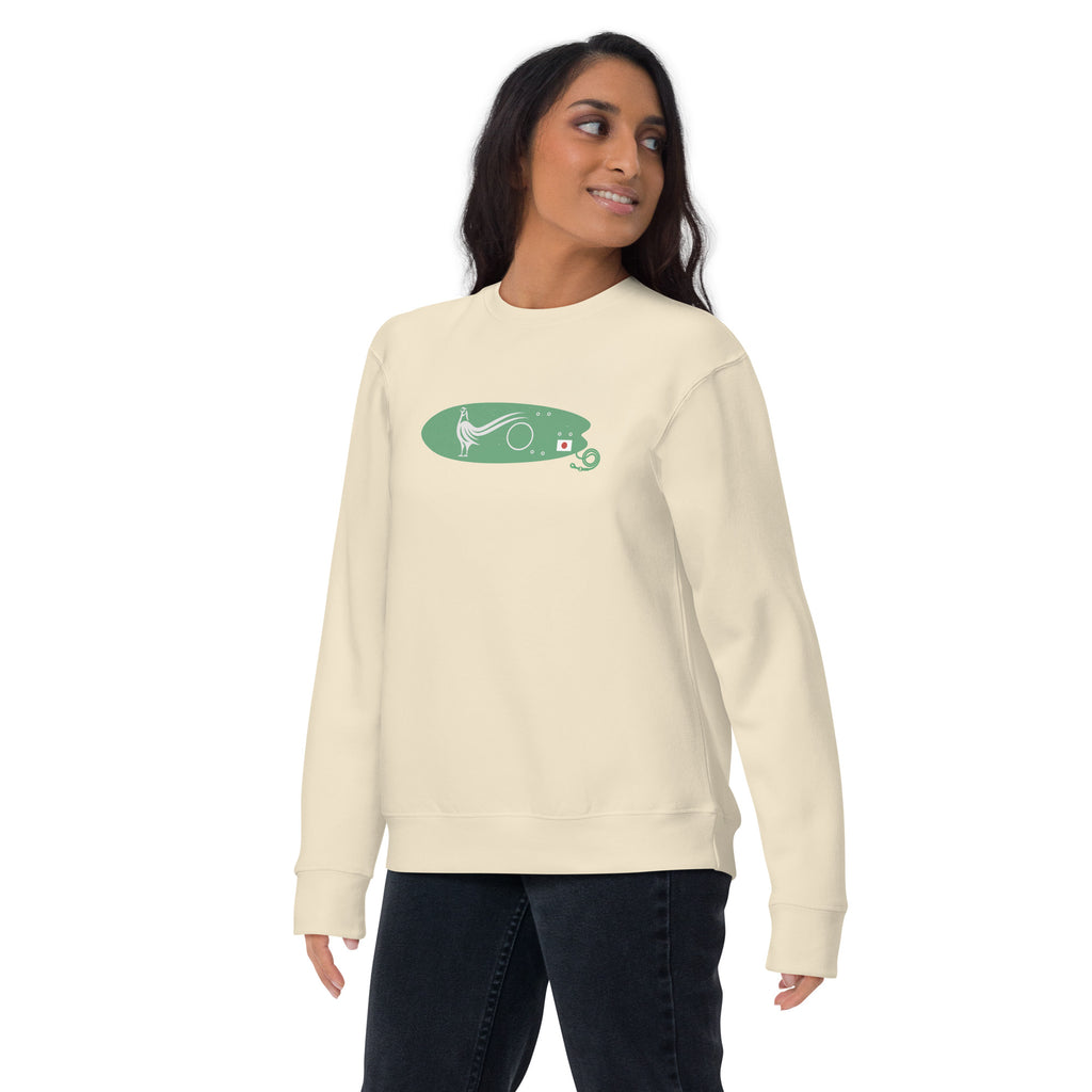Green Pheasant Surf Company Japan vintage graphic, printed on a SodaPop Cool crew sweatshirt.