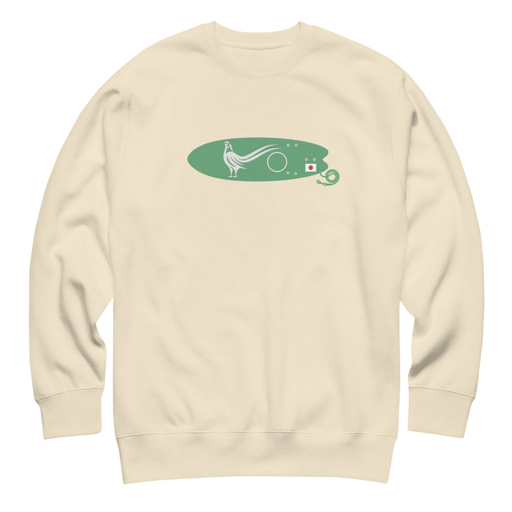 Green Pheasant Surf Company Japan vintage graphic, printed on a SodaPop Cool crew sweatshirt.