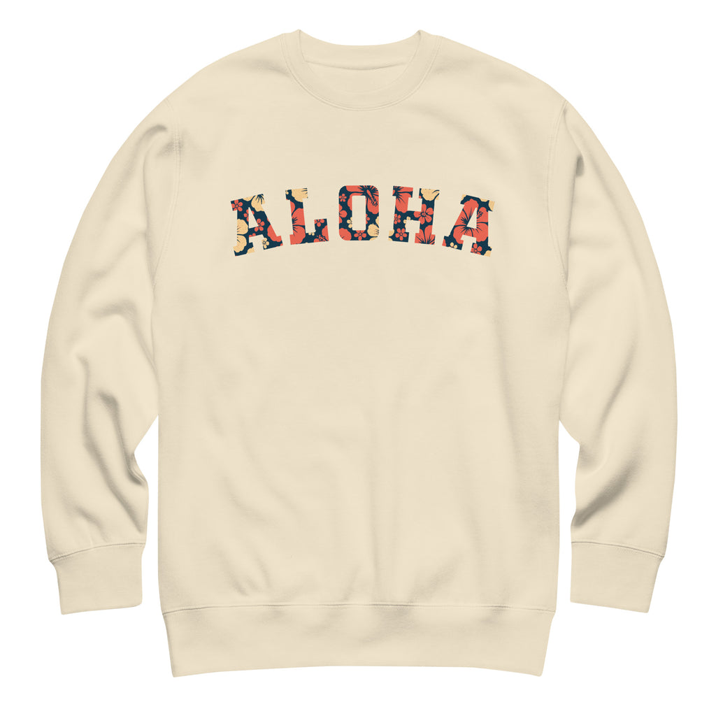 Aloha Hawaii Block vintage graphic, printed on a SodaPop Cool crew sweatshirt.