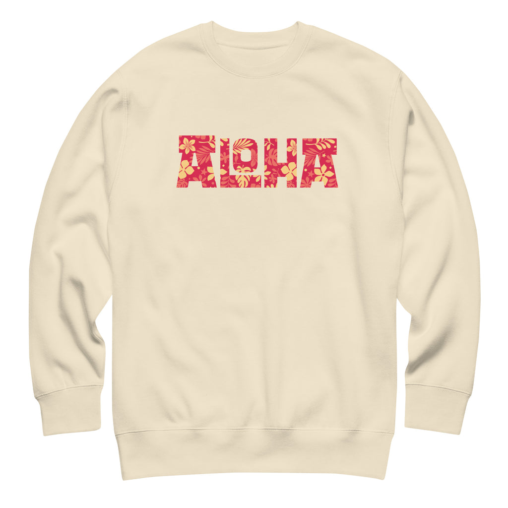 Aloha Hawaii Billboard Flowers vintage graphic, printed on a SodaPop Cool crew sweatshirt.