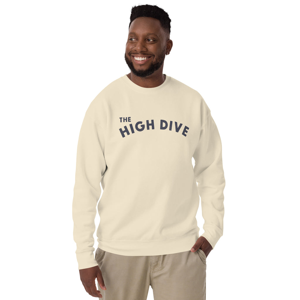 The High Dive vintage graphic, printed on a SodaPop Cool crew sweatshirt.