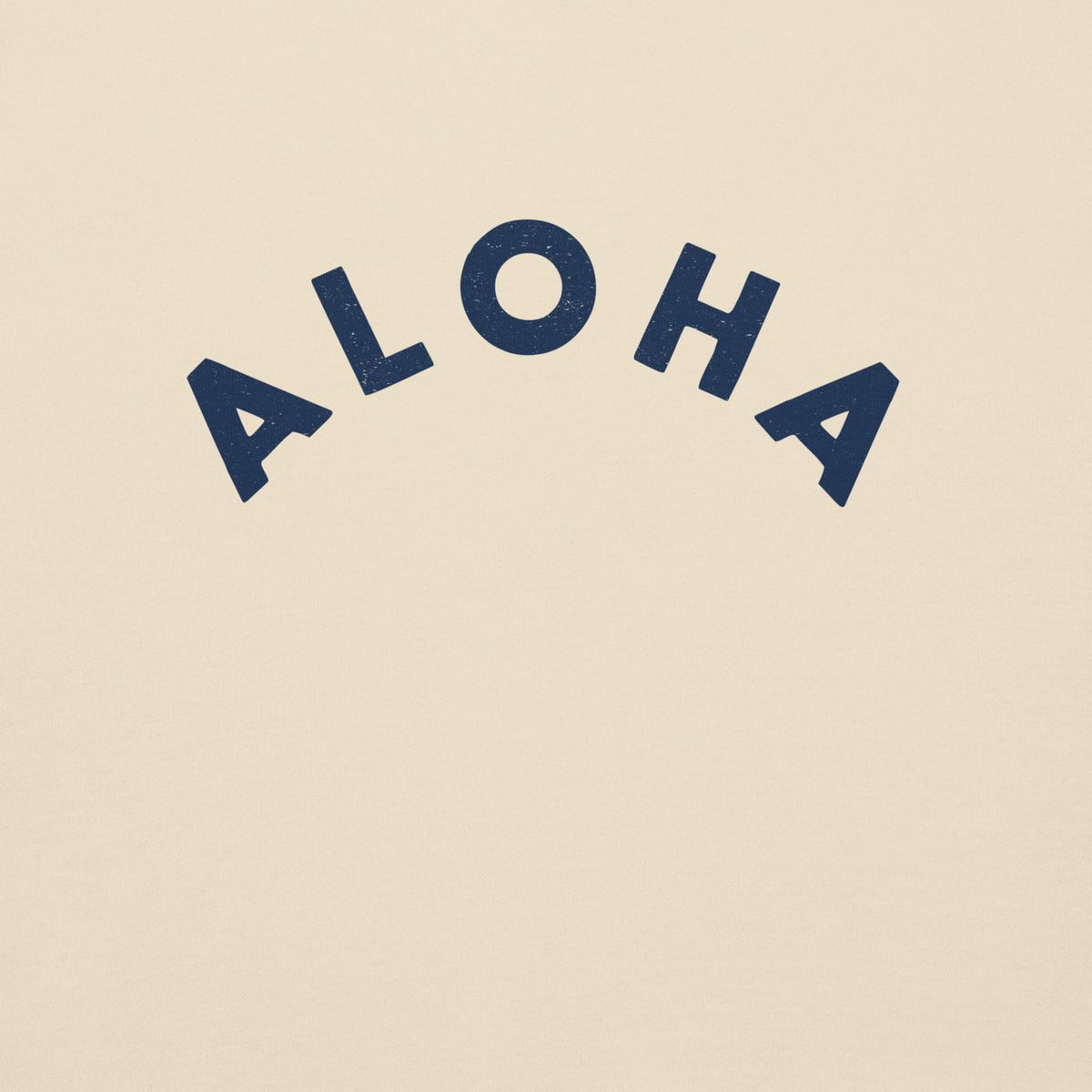 "Aloha" in clean vintage Hawaiian lettering, printed on a SodaPop Cool crew sweatshirt.