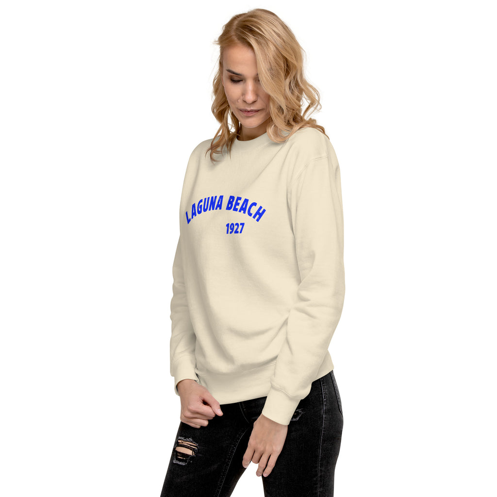 Laguna Beach 1927 California vintage graphic, printed on a SodaPop Cool crew sweatshirt.