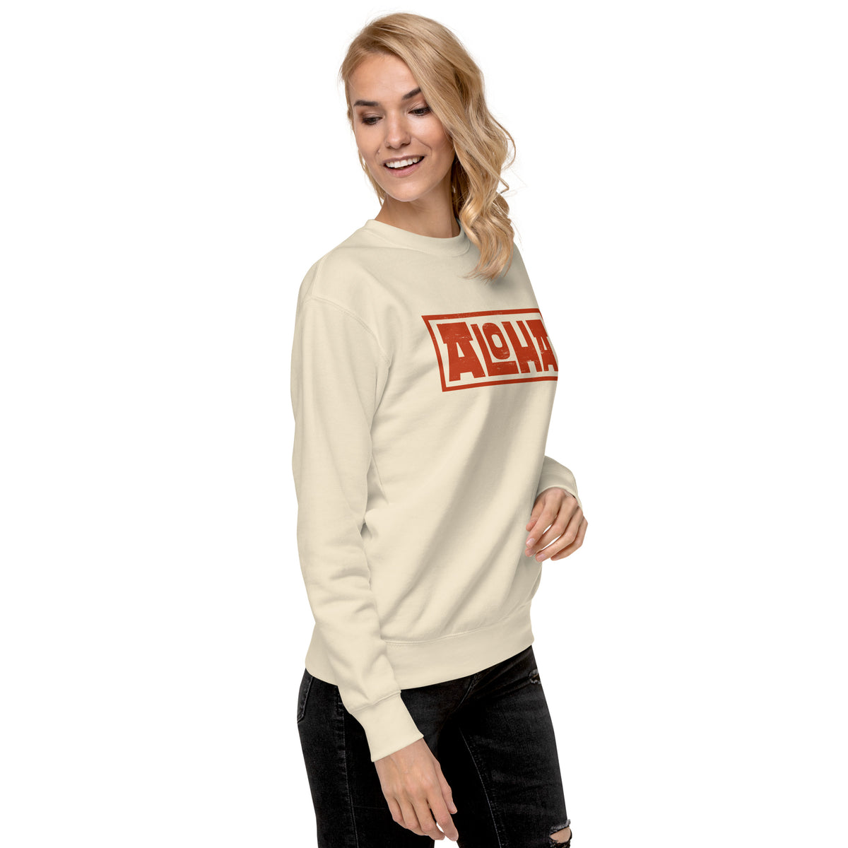 Aloha Hawaii Billboard vintage graphic, printed on a SodaPop Cool crew sweatshirt.