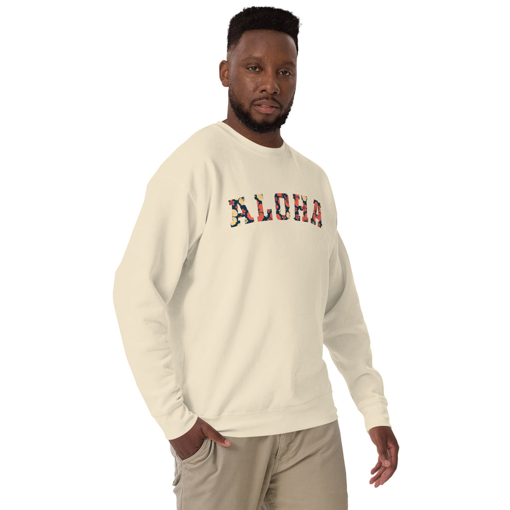 Aloha Hawaii Block vintage graphic, printed on a SodaPop Cool crew sweatshirt.