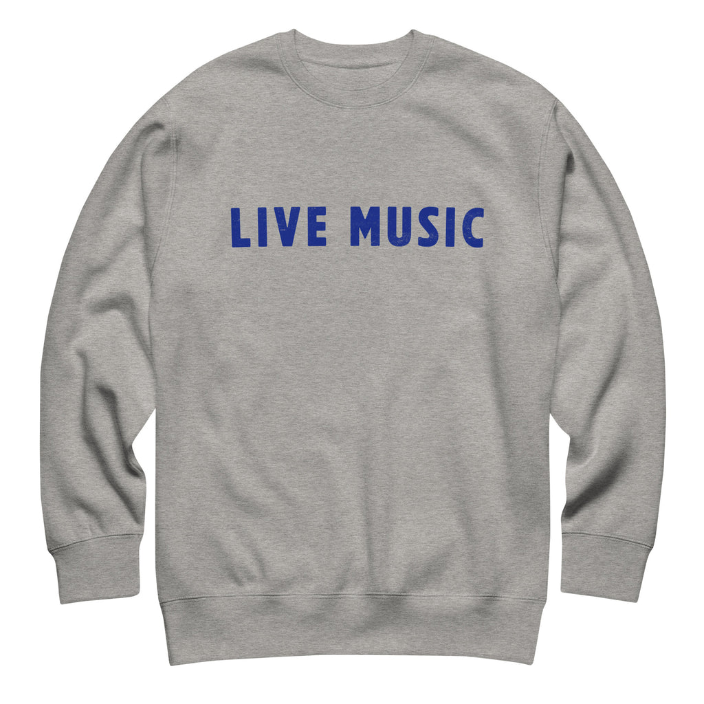 Live Music vintage graphic, printed on a SodaPop Cool crew sweatshirt.