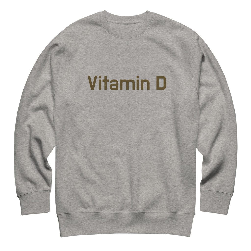 Vitamin D vintage graphic, printed on a SodaPop Cool crew sweatshirt.
