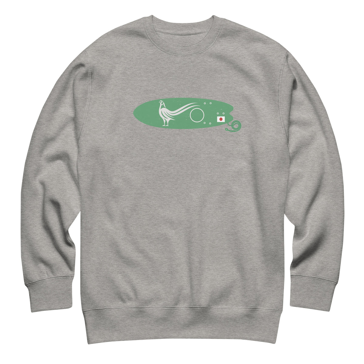 Green Pheasant Surf Company Japan vintage graphic, printed on a SodaPop Cool crew sweatshirt.