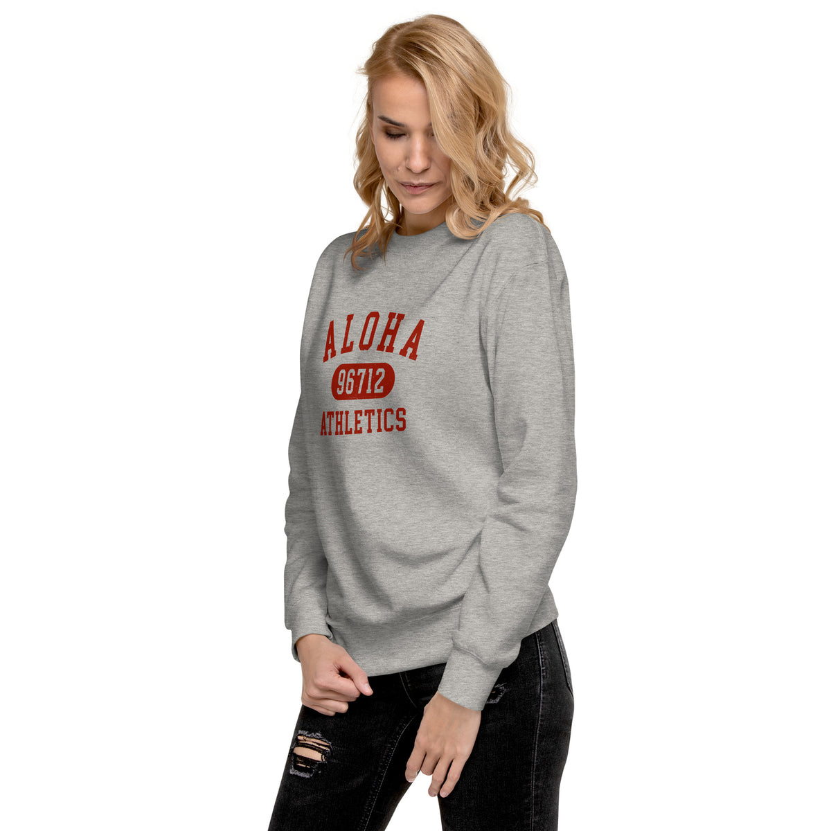 Aloha Hawaii Athletics 96712 vintage graphic, printed on a SodaPop Cool crew sweatshirt.