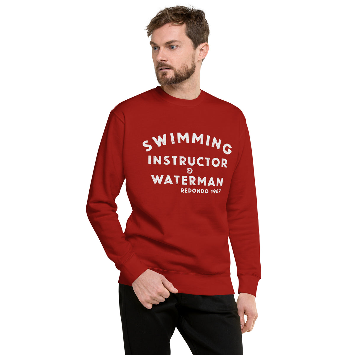 Swimming Instructor & Waterman California vintage graphic, printed on a SodaPop Cool crew sweatshirt.