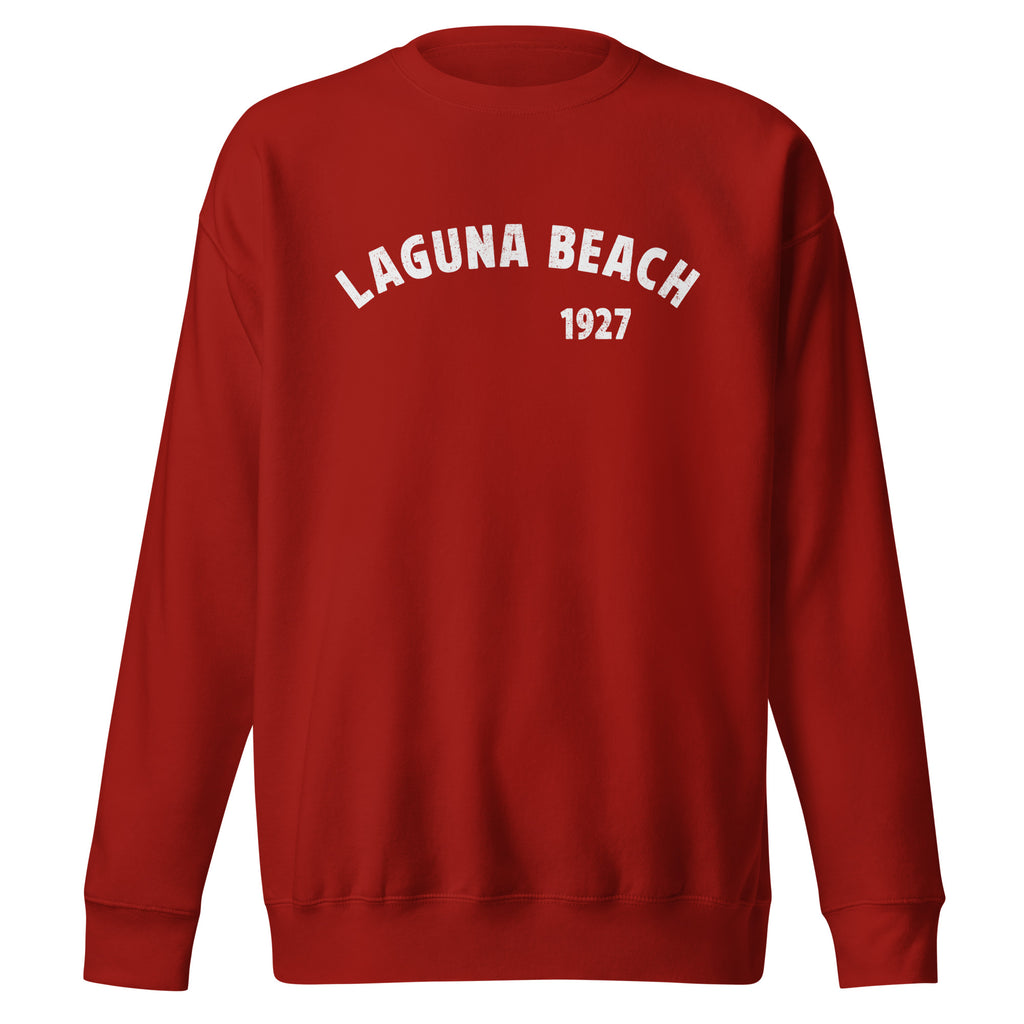 Laguna Beach 1927 California vintage graphic, printed on a SodaPop Cool crew sweatshirt.
