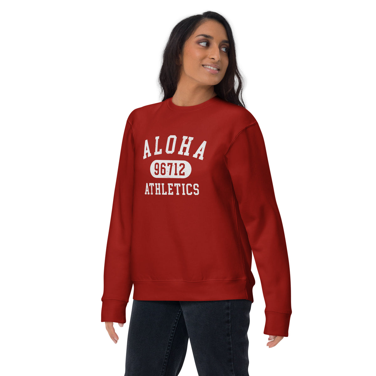 Aloha Hawaii Athletics 96712 vintage graphic, printed on a SodaPop Cool crew sweatshirt.