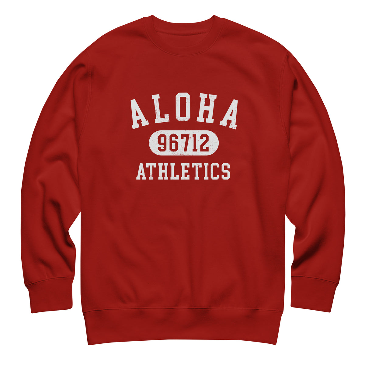 Aloha Hawaii Athletics 96712 vintage graphic, printed on a SodaPop Cool crew sweatshirt.