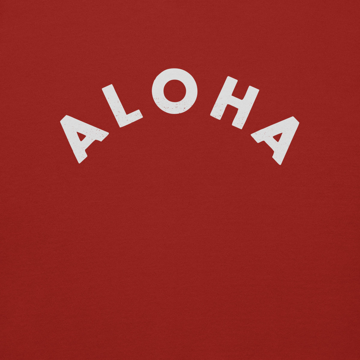 "Aloha" in clean vintage Hawaiian lettering, printed on a SodaPop Cool crew sweatshirt.