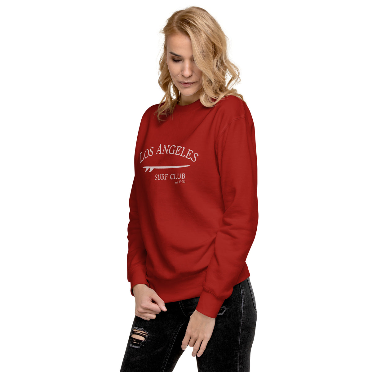 Los Angeles California Surf Club vintage graphic, printed on a SodaPop Cool crew sweatshirt.