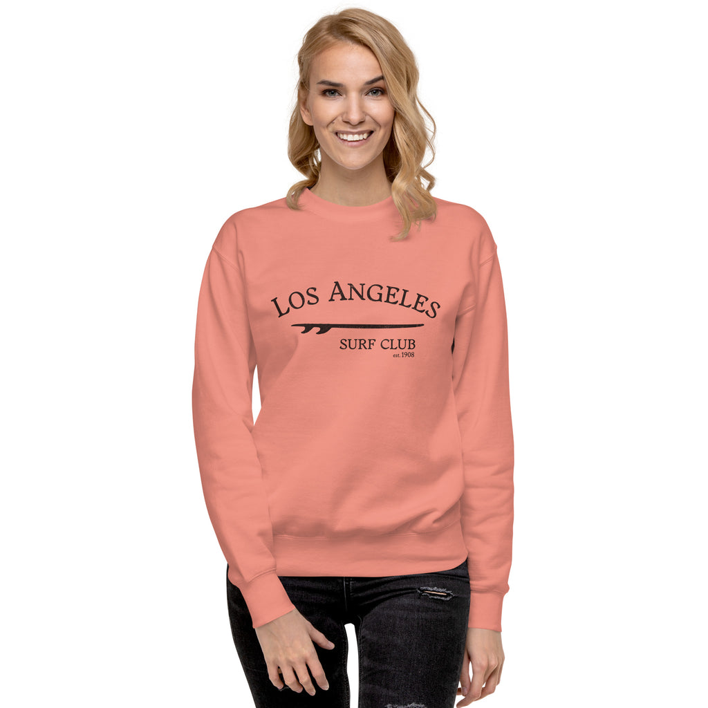 Los Angeles California Surf Club vintage graphic, printed on a SodaPop Cool crew sweatshirt.