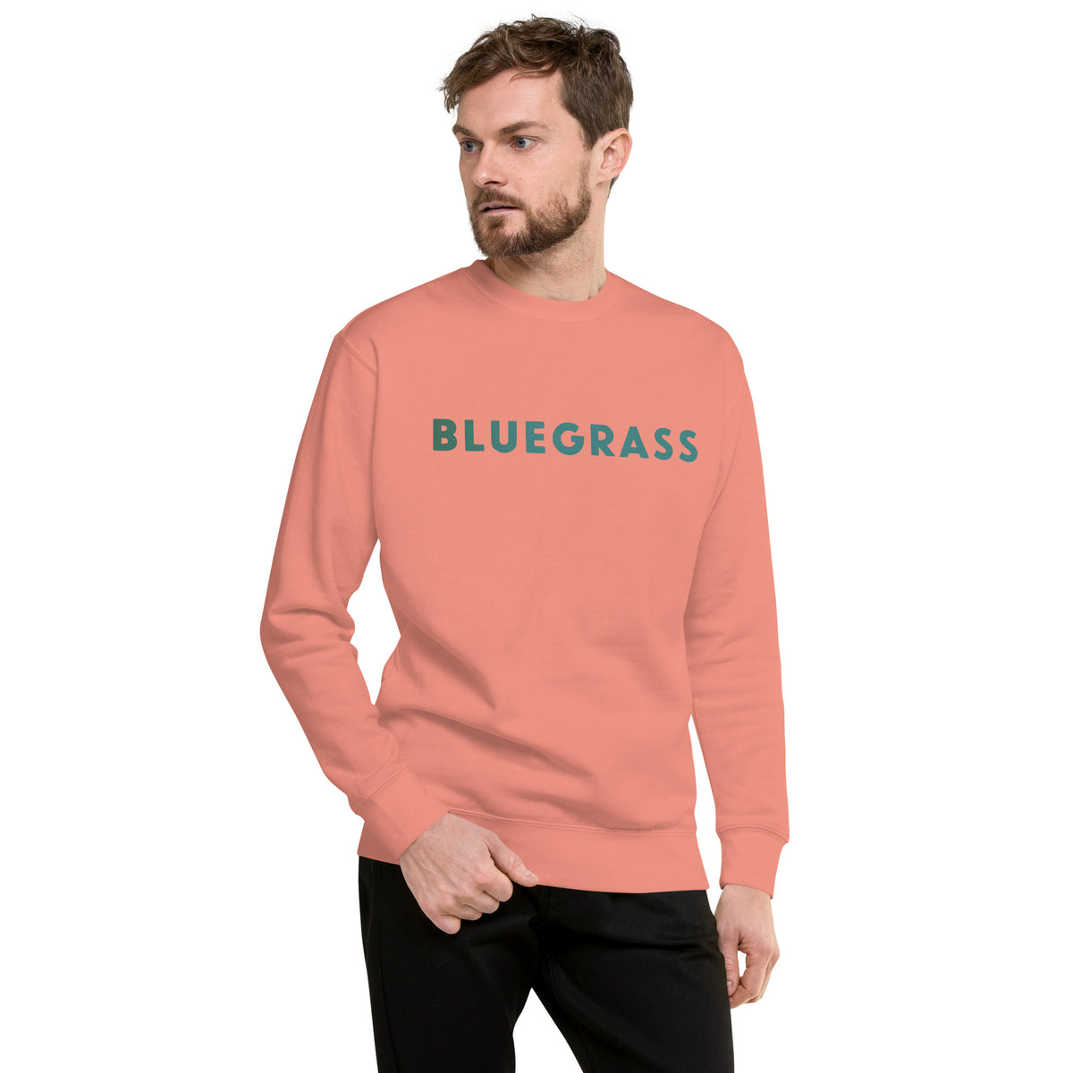 Bluegrass vintage graphic, printed on a SodaPop Cool crew sweatshirt.