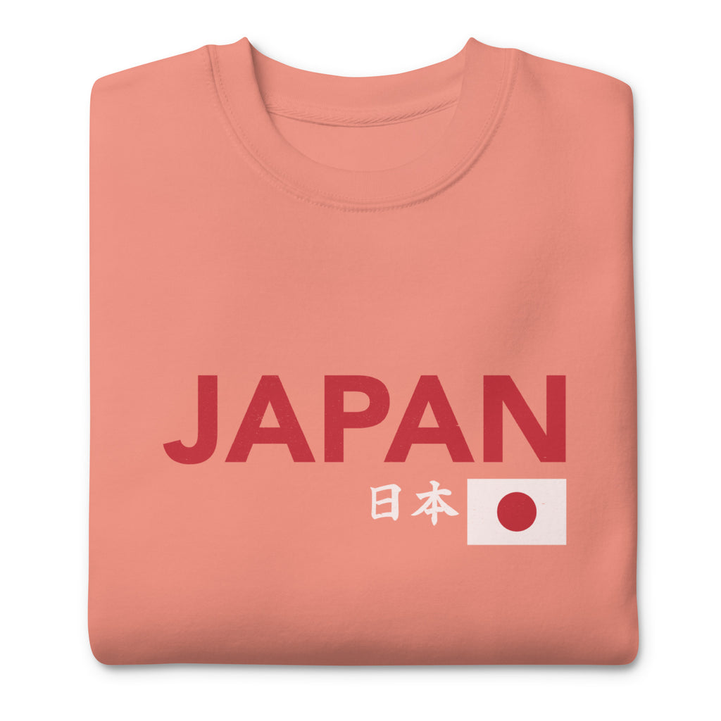 Japanese flag with "Japan" in both Japanese and English classic type, printed on a SodaPop Cool crew sweatshirt.
