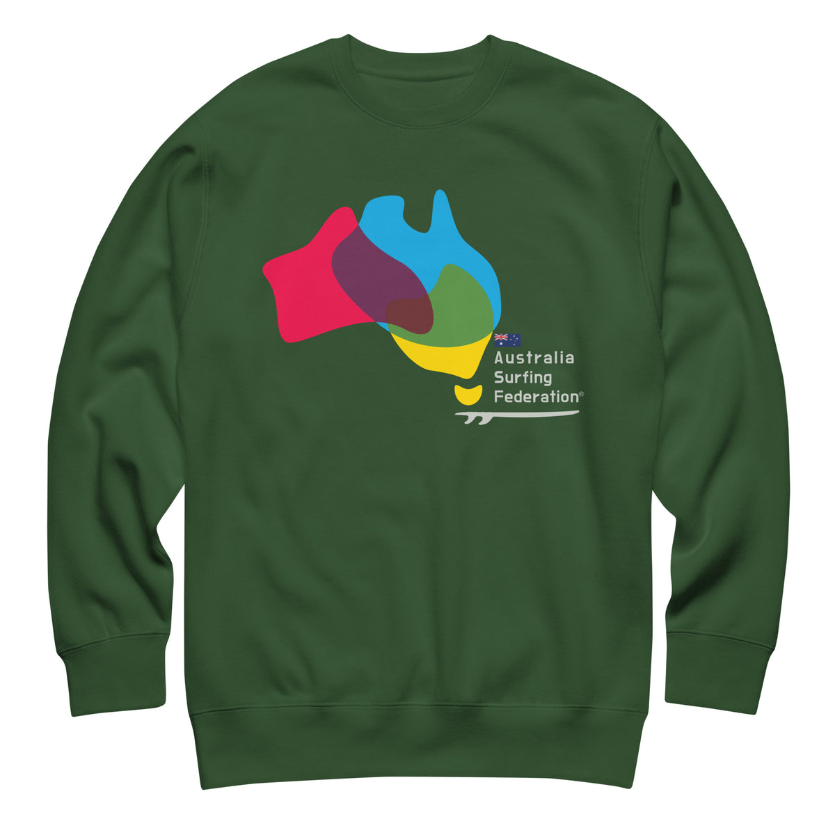Australia Surfing Federation vintage graphic, printed on a SodaPop Cool crew sweatshirt.
