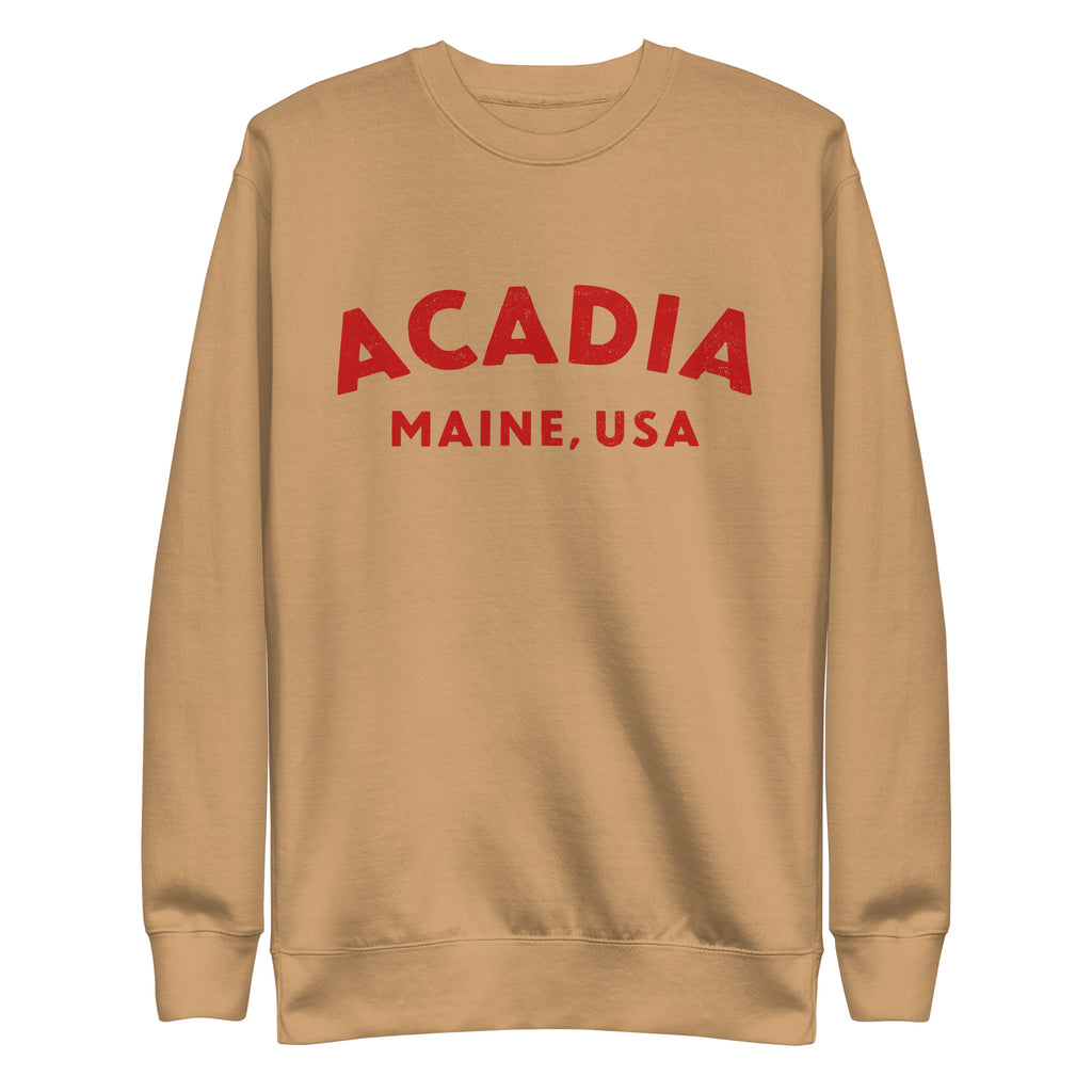 Acadia Maine Park vintage graphic, printed on a SodaPop Cool crew sweatshirt.